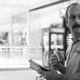 Gene eats a sandwich in the mall